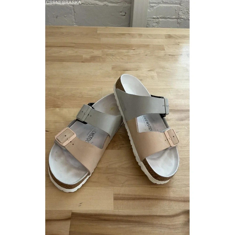 Birkenstock Arizona Split Colorblock Sandals Mineral Light Rose Nubuck Women 9